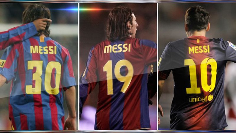 Ngoài gắn bó với số 10, Messi từng khoác áo nhiều số khác